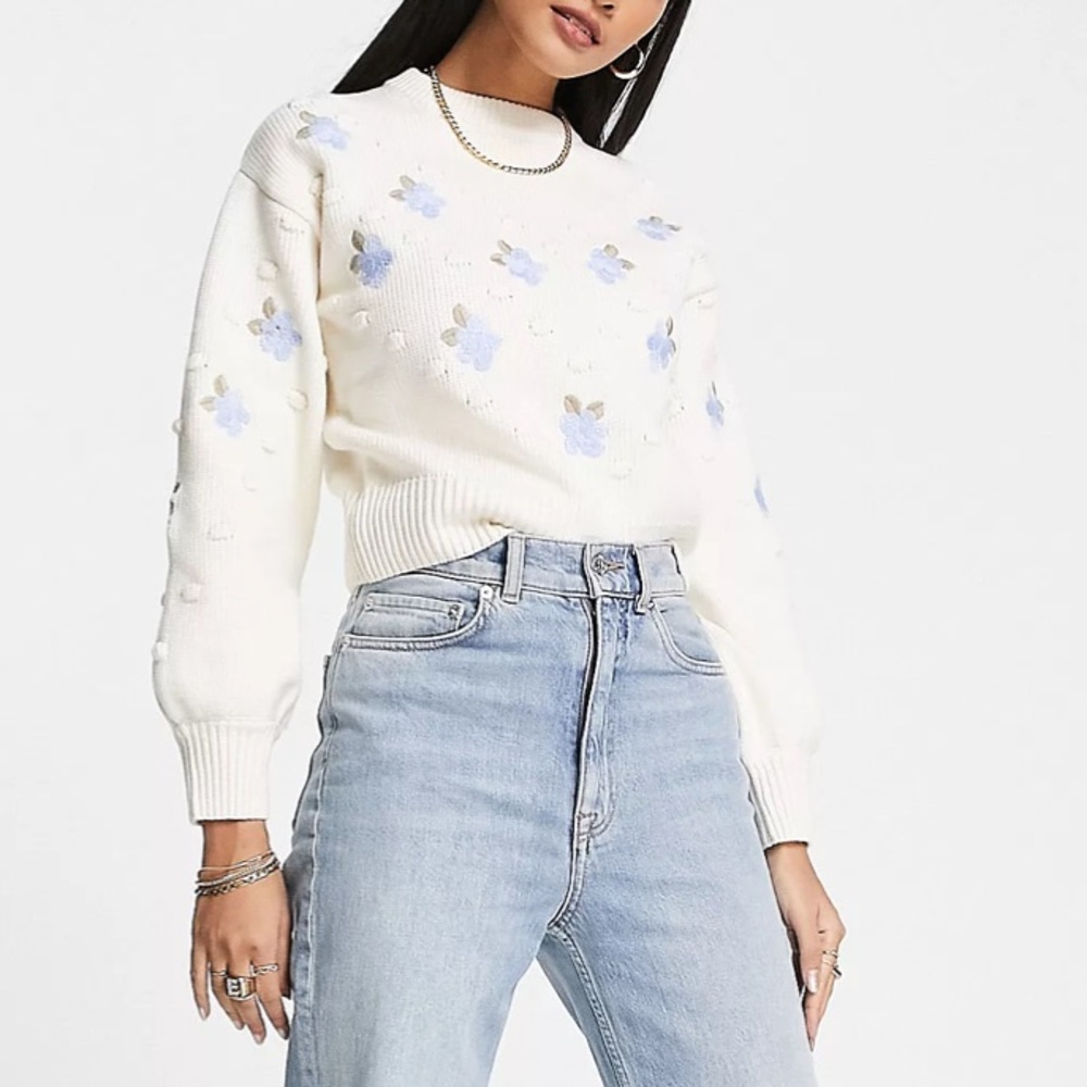 Fashion Union Cream Floral Sweater